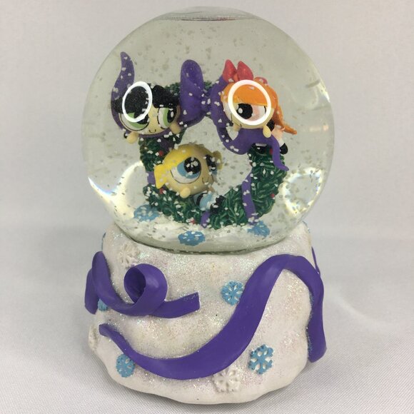The Powerpuff Girls Musical Water Snow Globe Deck The Halls Enesco 2000 Vtg Y2K - Picture 1 of 17